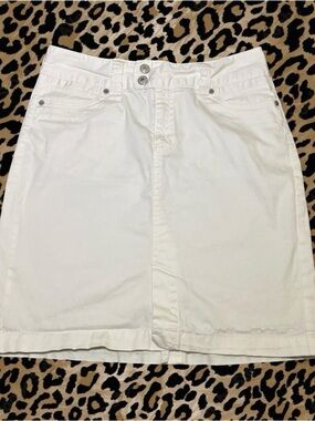 White Denim Midi Skirt